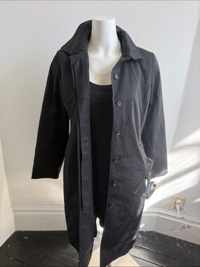 3M Thinsulate Men's Black Trench Coat with Button Front